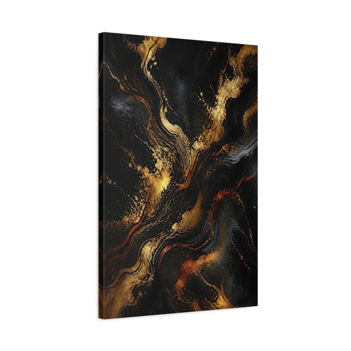 Abstract Gold Marble Black And Canvas Print – Living Room, Above Fireplace - YesArtYes