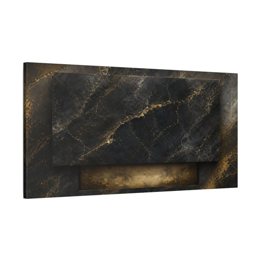 Main Mockup. Abstract Gold Marble Gold And Black Marble shown as stretched canvas wall art