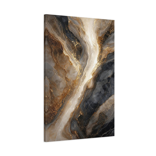 Main Mockup. Abstract Gold Marble Gold And Black Marble shown as stretched canvas wall art