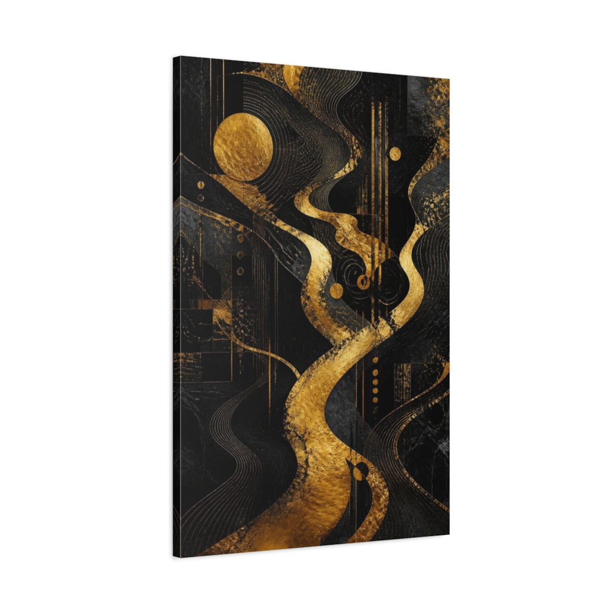 Main Mockup. Abstract Gold Pathway shown as canvas print