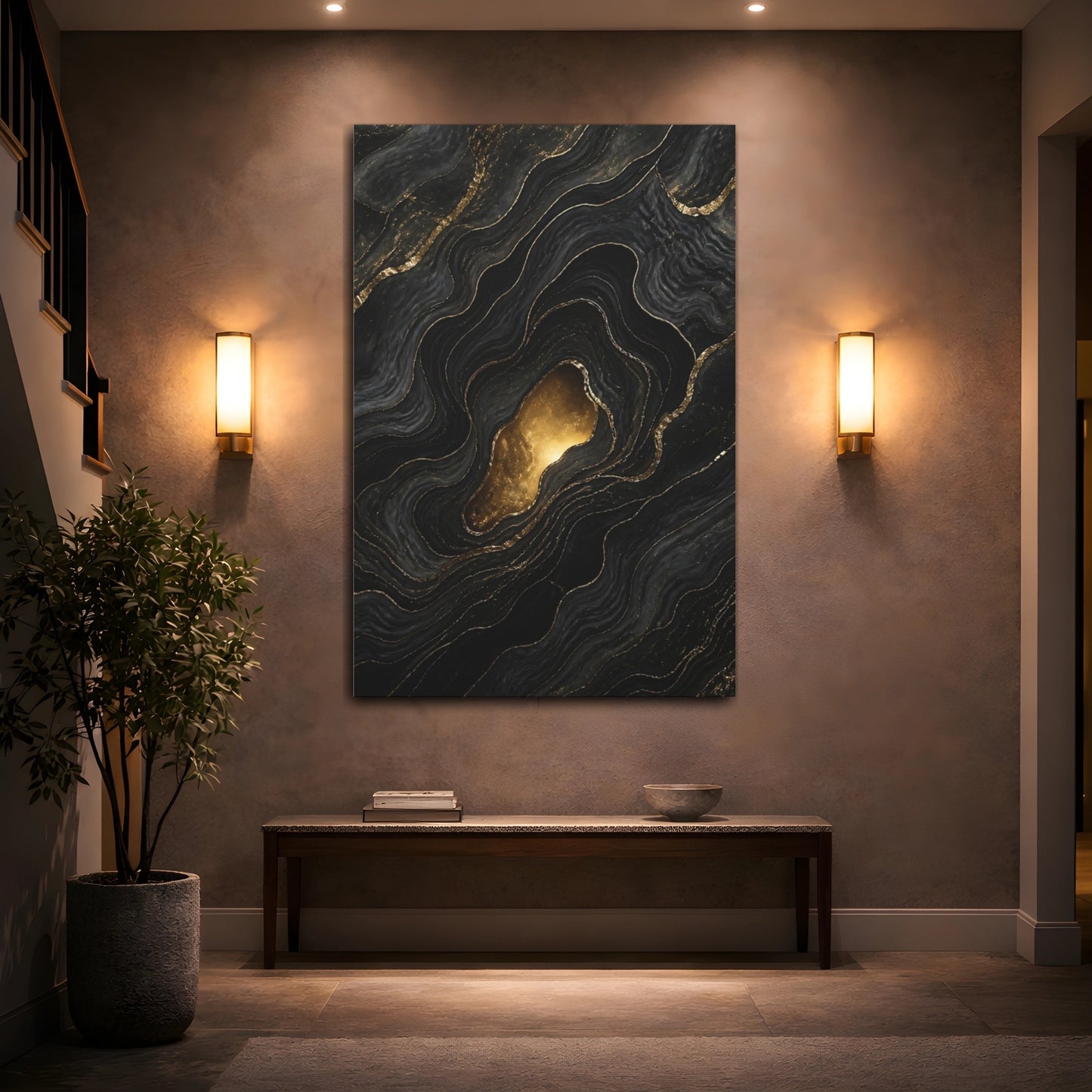 Mockup 2. Abstract Gold Portal shown as canvas print