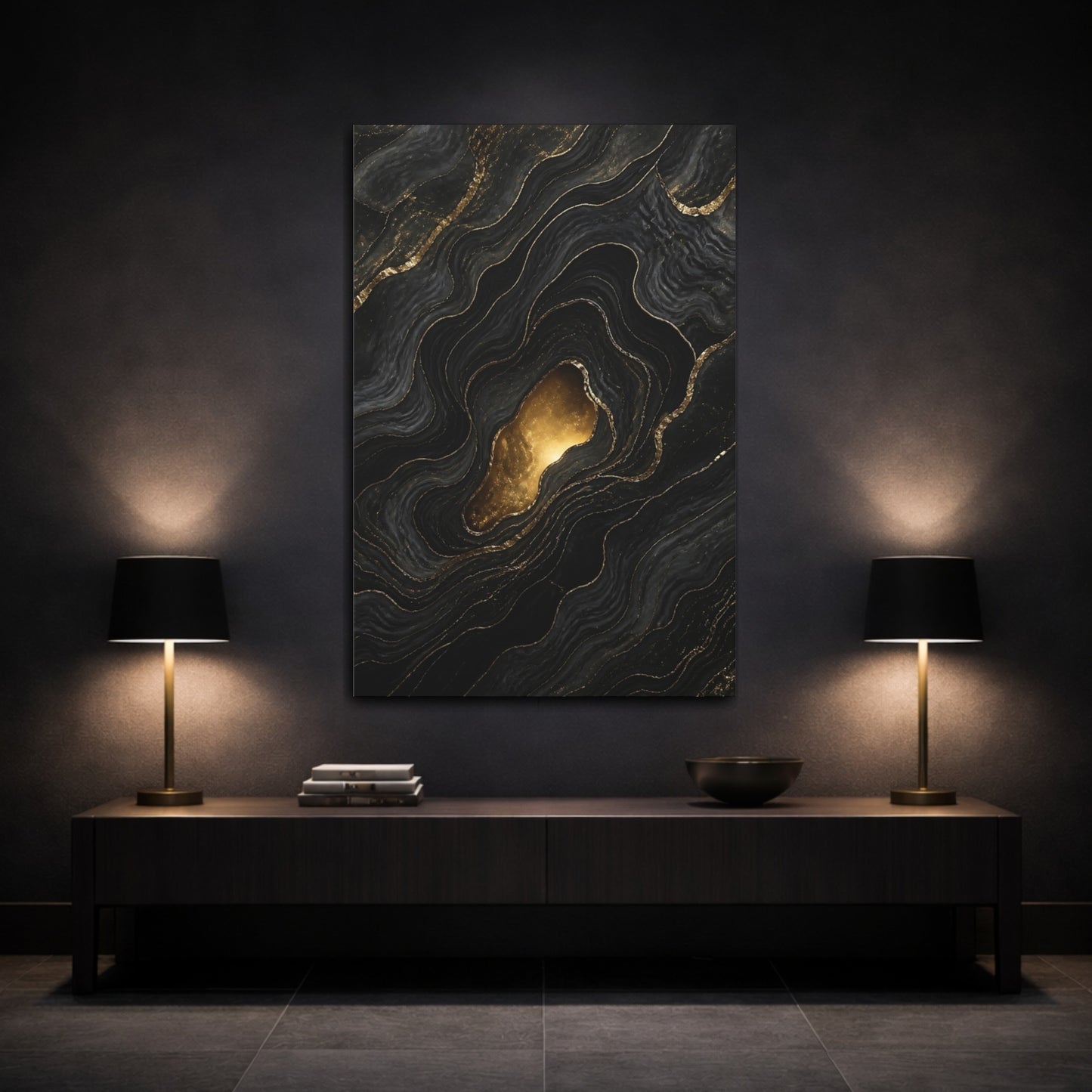 Mockup 3. Abstract Gold Portal shown as canvas print
