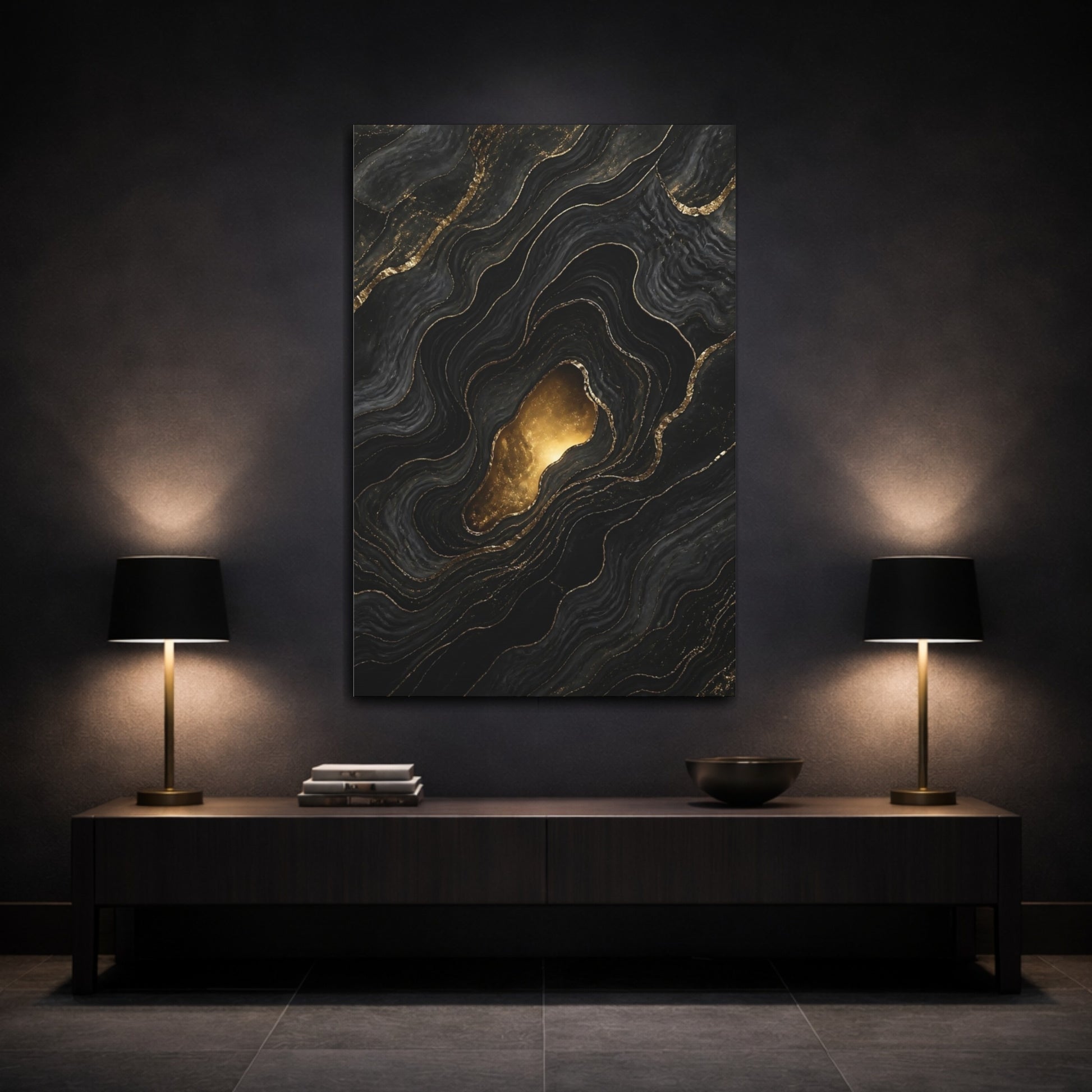 Mockup 3. Abstract Gold Portal shown as canvas print