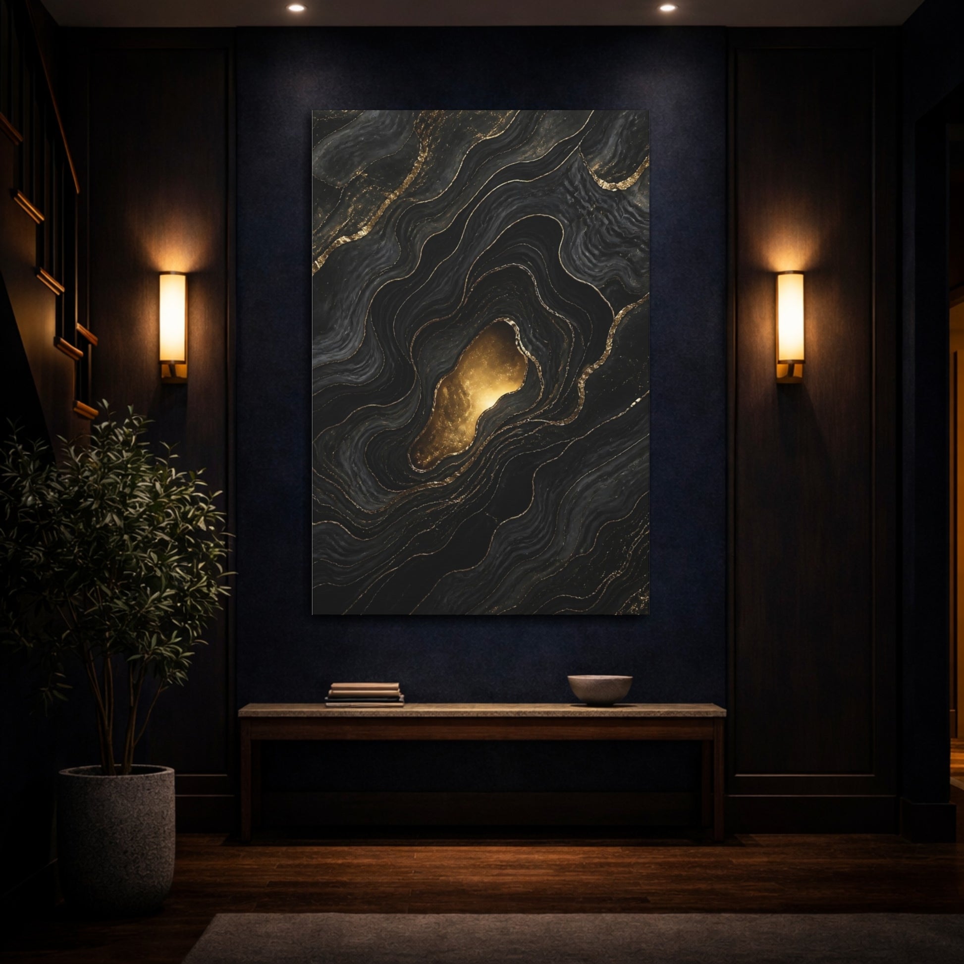 Mockup 4. Abstract Gold Portal shown as canvas print