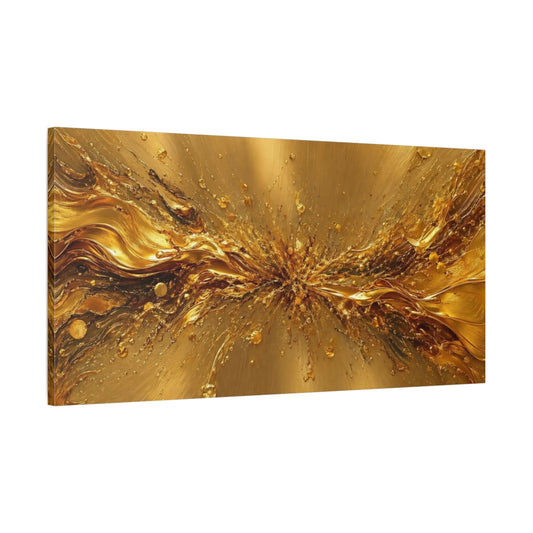 Main Mockup. Abstract Gold Splash Gold Abstract shown as stretched canvas wall art