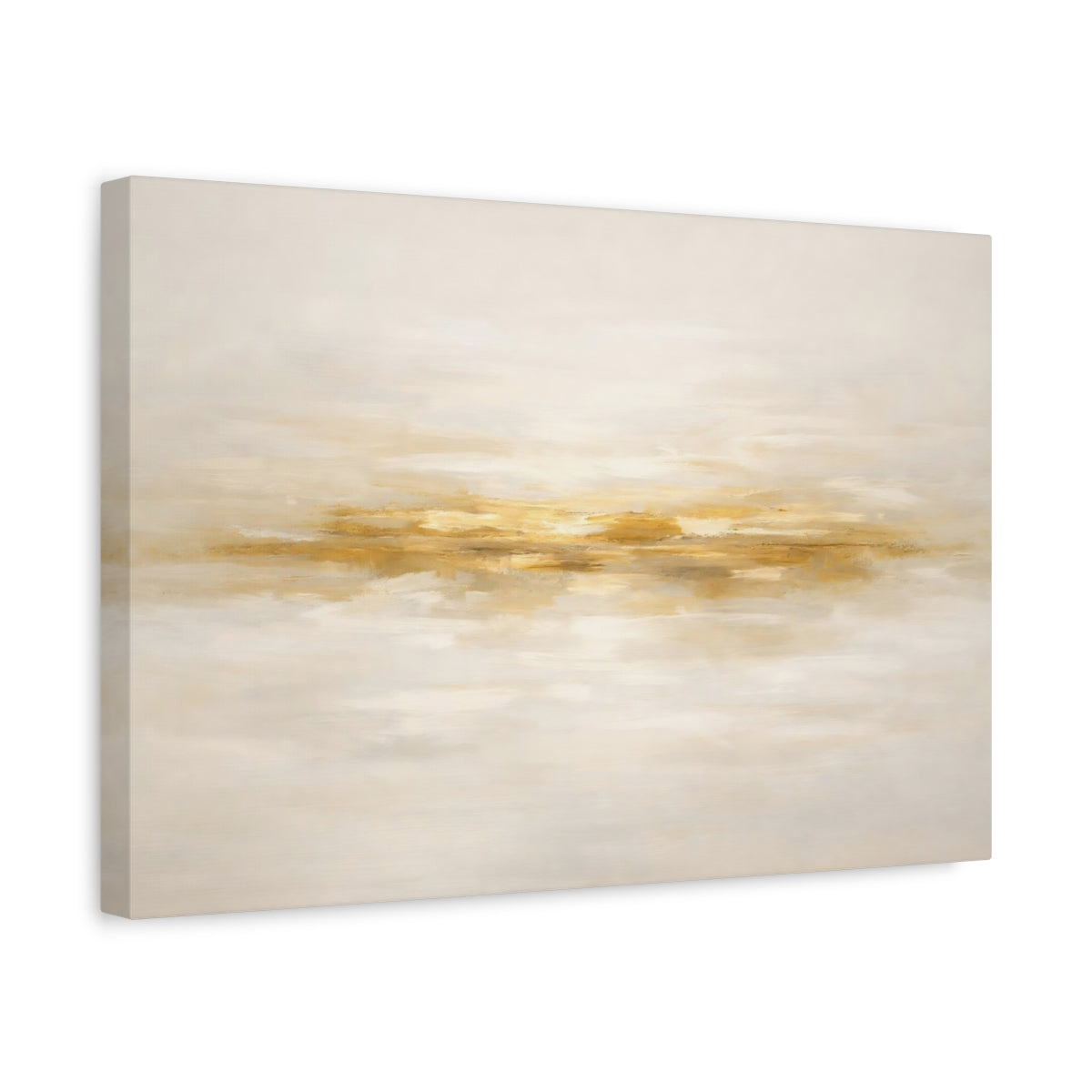 Side Mockup 4. Abstract Gold Streak Gold And Cream shown as stretched canvas wall art