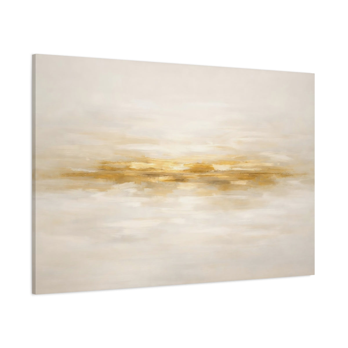 Main Mockup. Abstract Gold Streak Gold And Cream shown as stretched canvas wall art