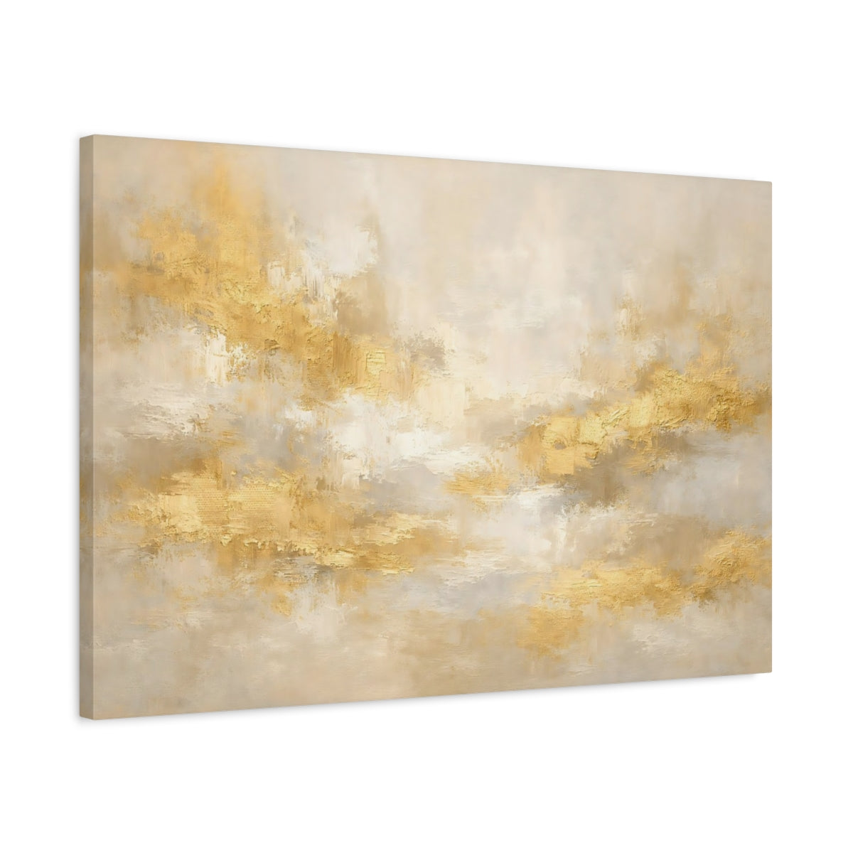 Side Mockup 2. Abstract Gold Texture Gold And Cream shown as stretched canvas wall art
