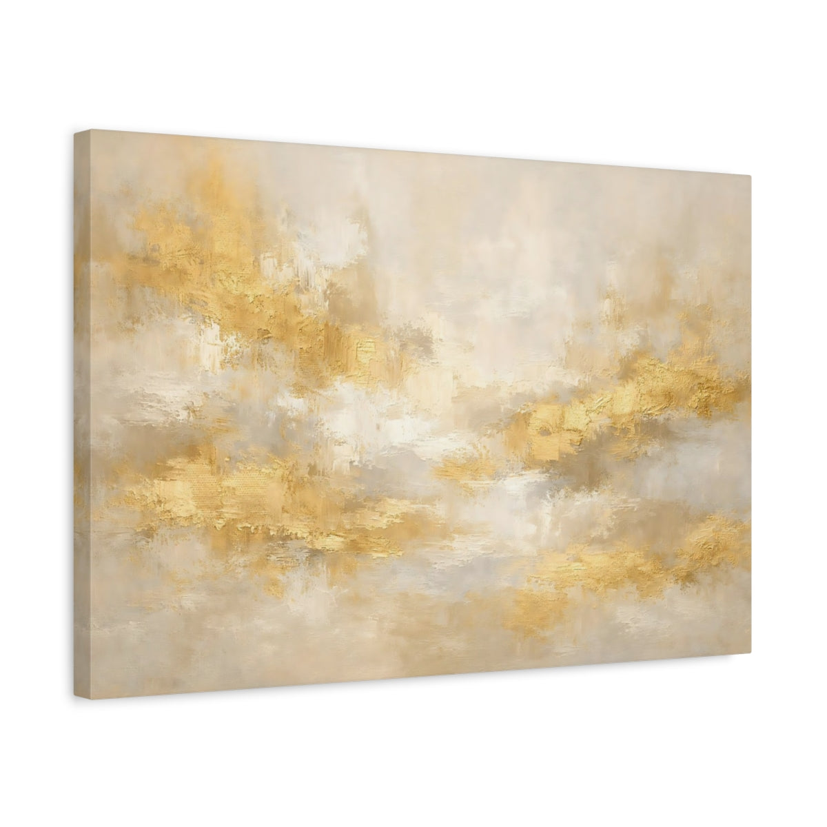 Side Mockup 3. Abstract Gold Texture Gold And Cream shown as stretched canvas wall art