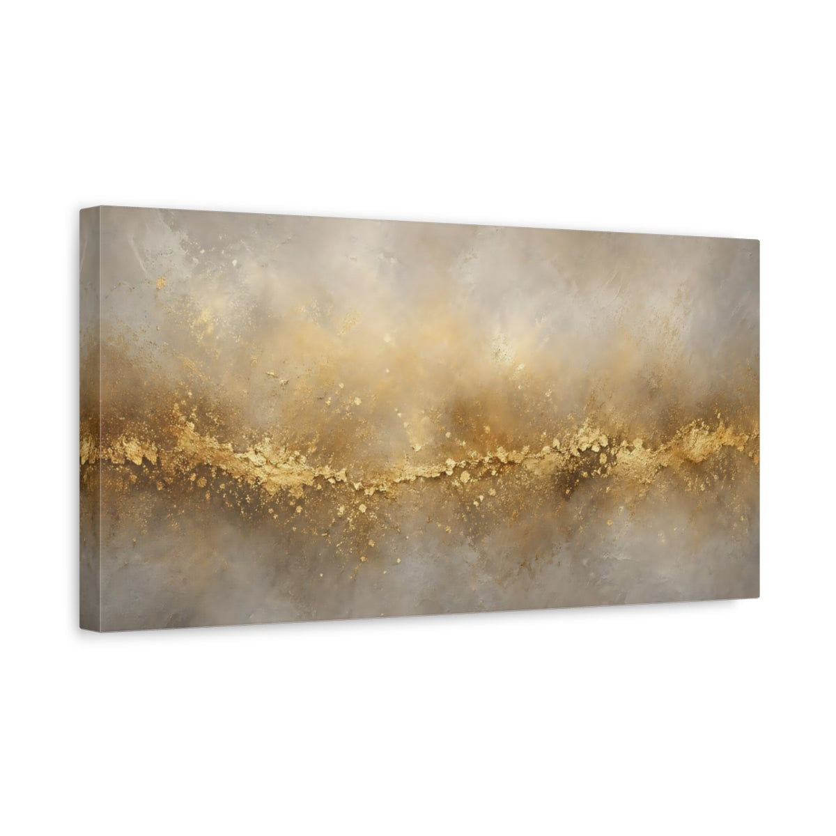 Side Mockup 3. Abstract Gold Texture Gold And Grey shown as stretched canvas wall art