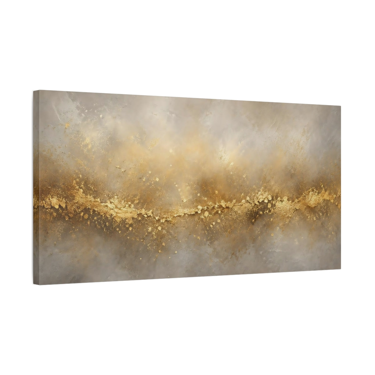 Side Mockup 1. Abstract Gold Texture Gold And Grey shown as stretched canvas wall art