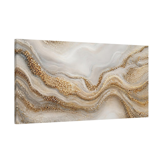 Main Mockup. Abstract Gold Texture Gold And White shown as stretched canvas wall art