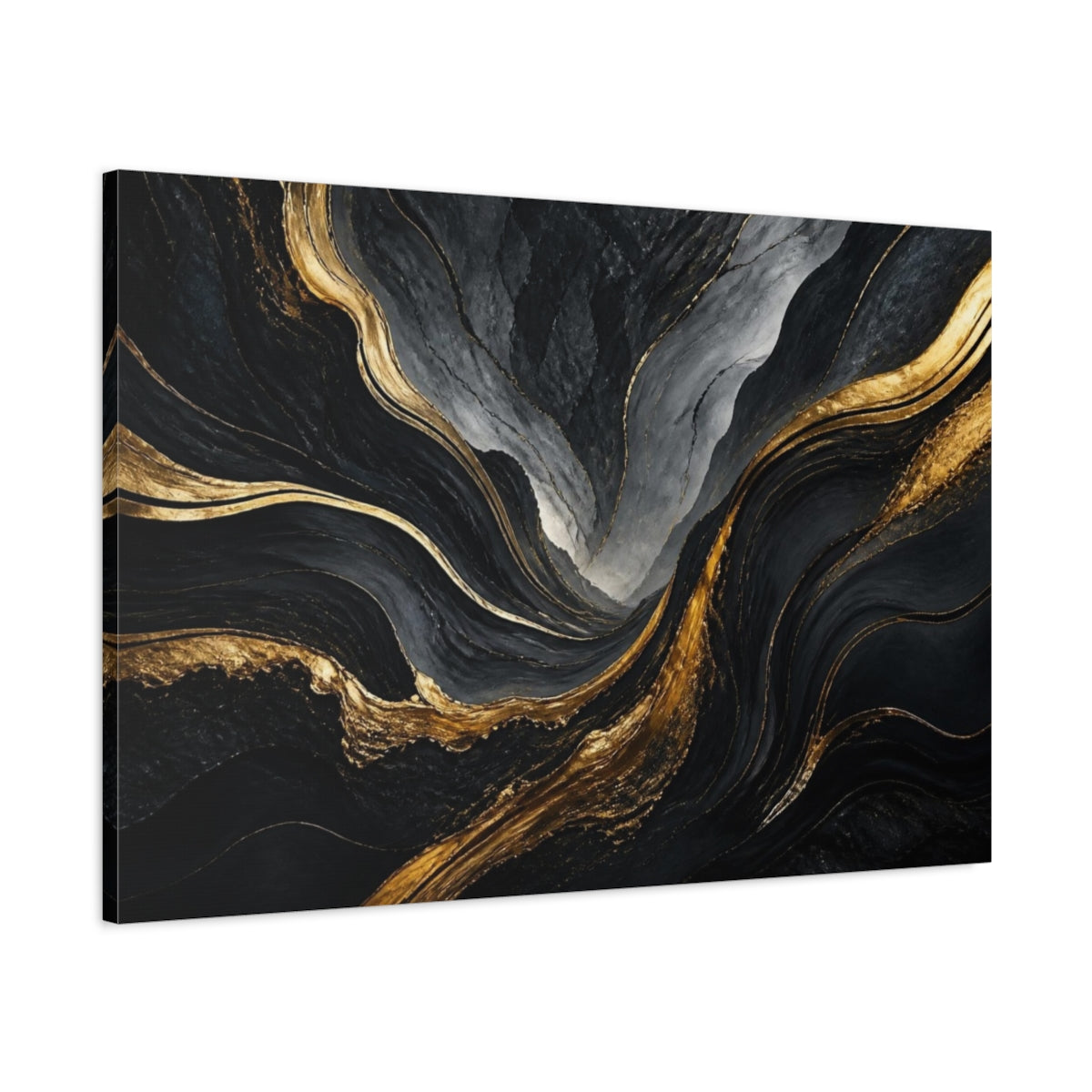 Main Mockup. Abstract Gold Vein Valley shown as canvas print