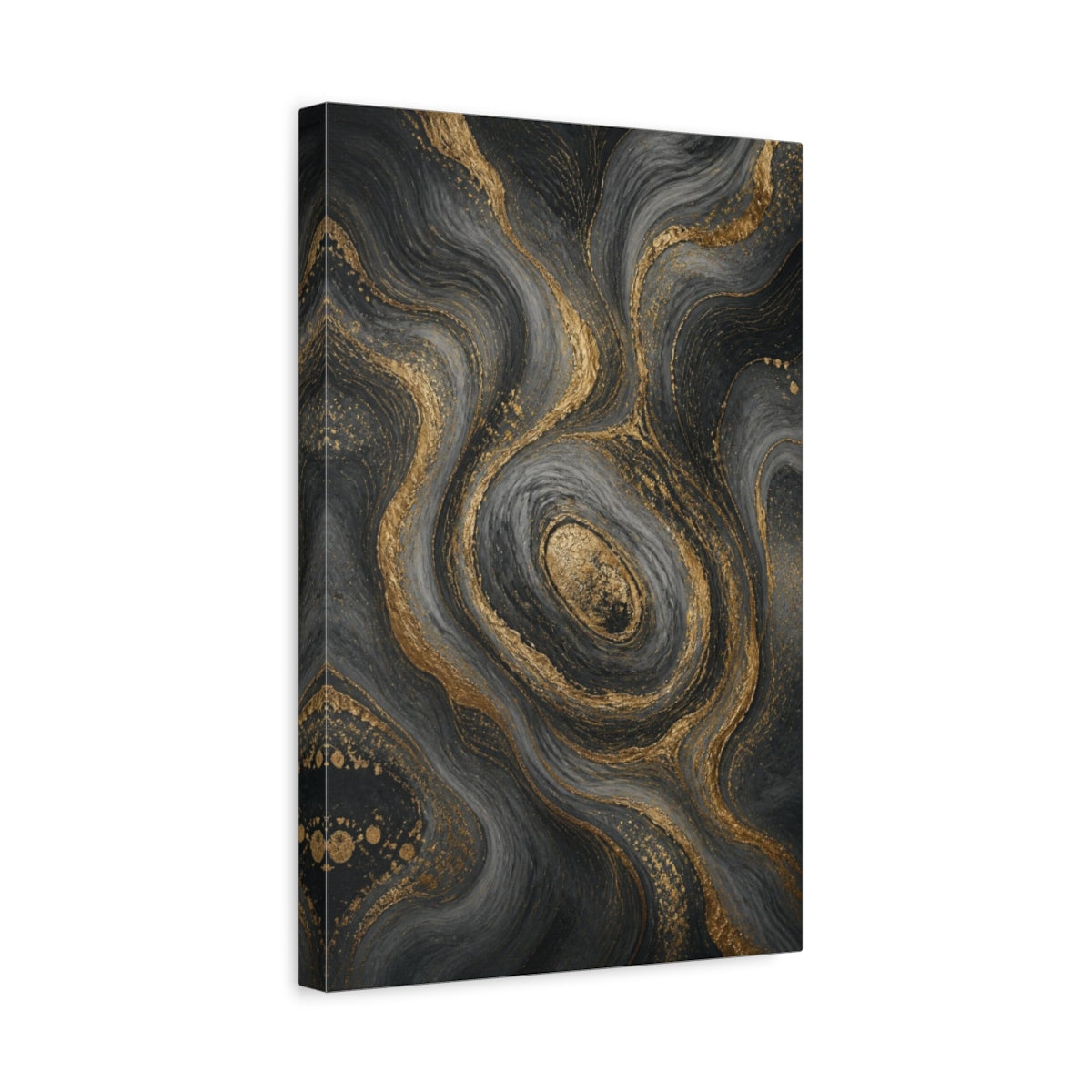 Side Mockup 4. Abstract Gold Veins shown as canvas print