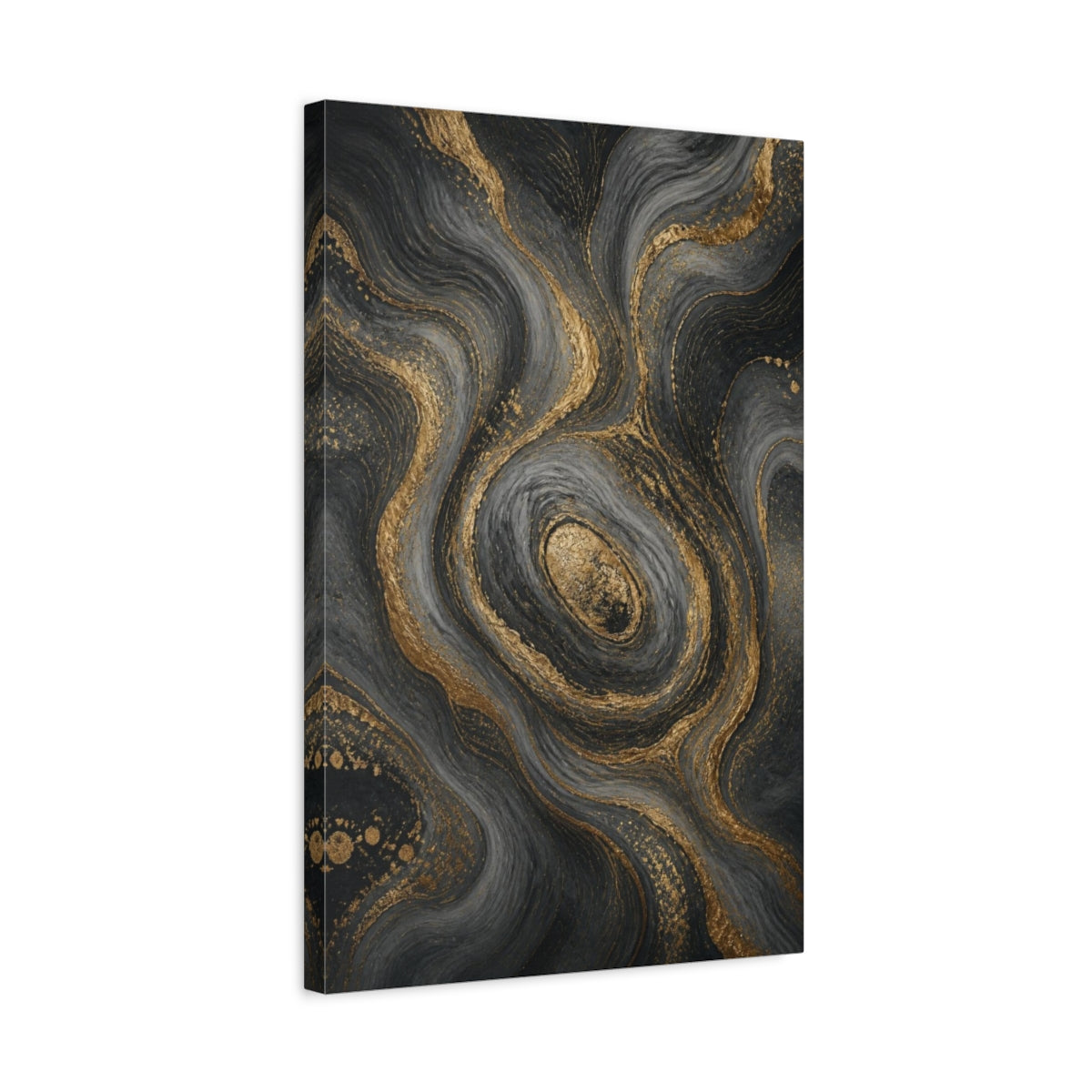 Side Mockup 3. Abstract Gold Veins shown as canvas print