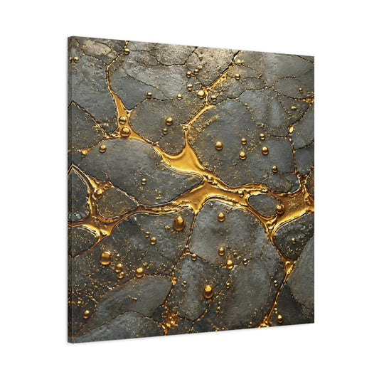 Main Mockup. Abstract Gold Veins Gold And Gray shown as stretched canvas wall art