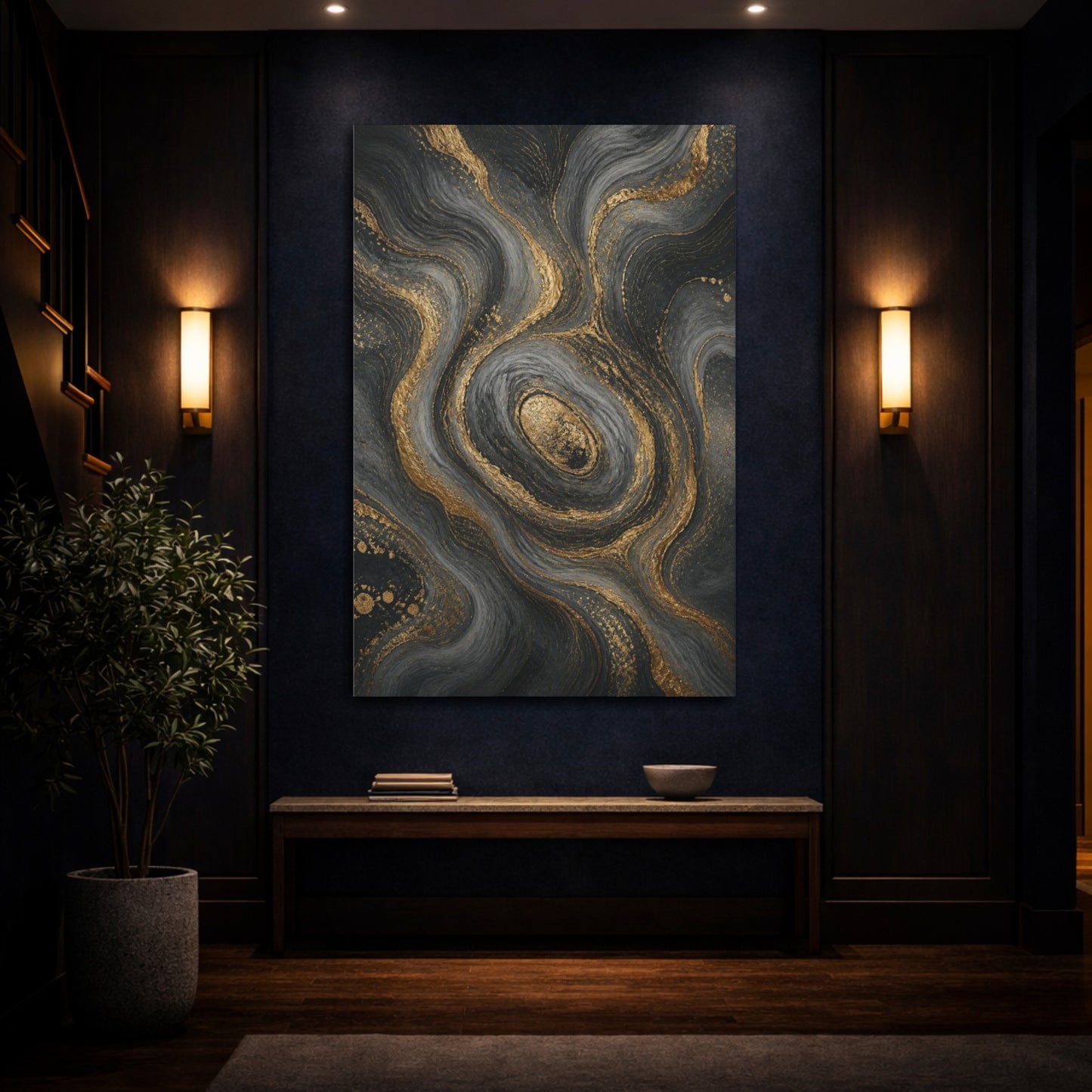 Mockup 4. Abstract Gold Veins shown as canvas print