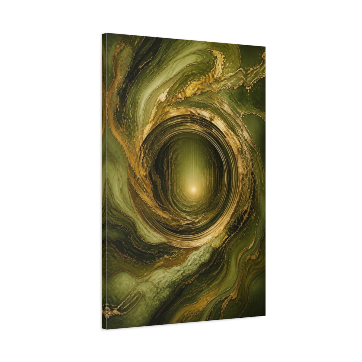 Main Mockup. Abstract Gold Vortex shown as canvas print