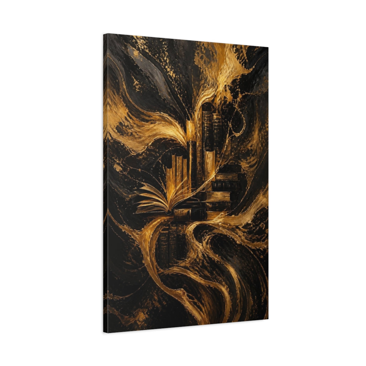 Main Mockup. Abstract Golden Books shown as canvas print