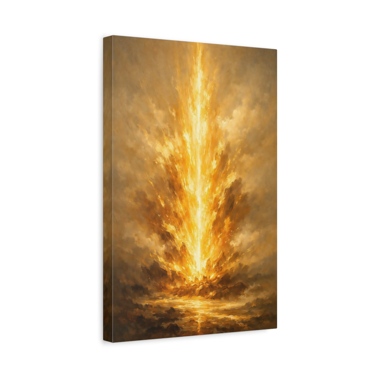 Side Mockup 4. Abstract Golden Burst Golden Burst shown as stretched canvas wall art