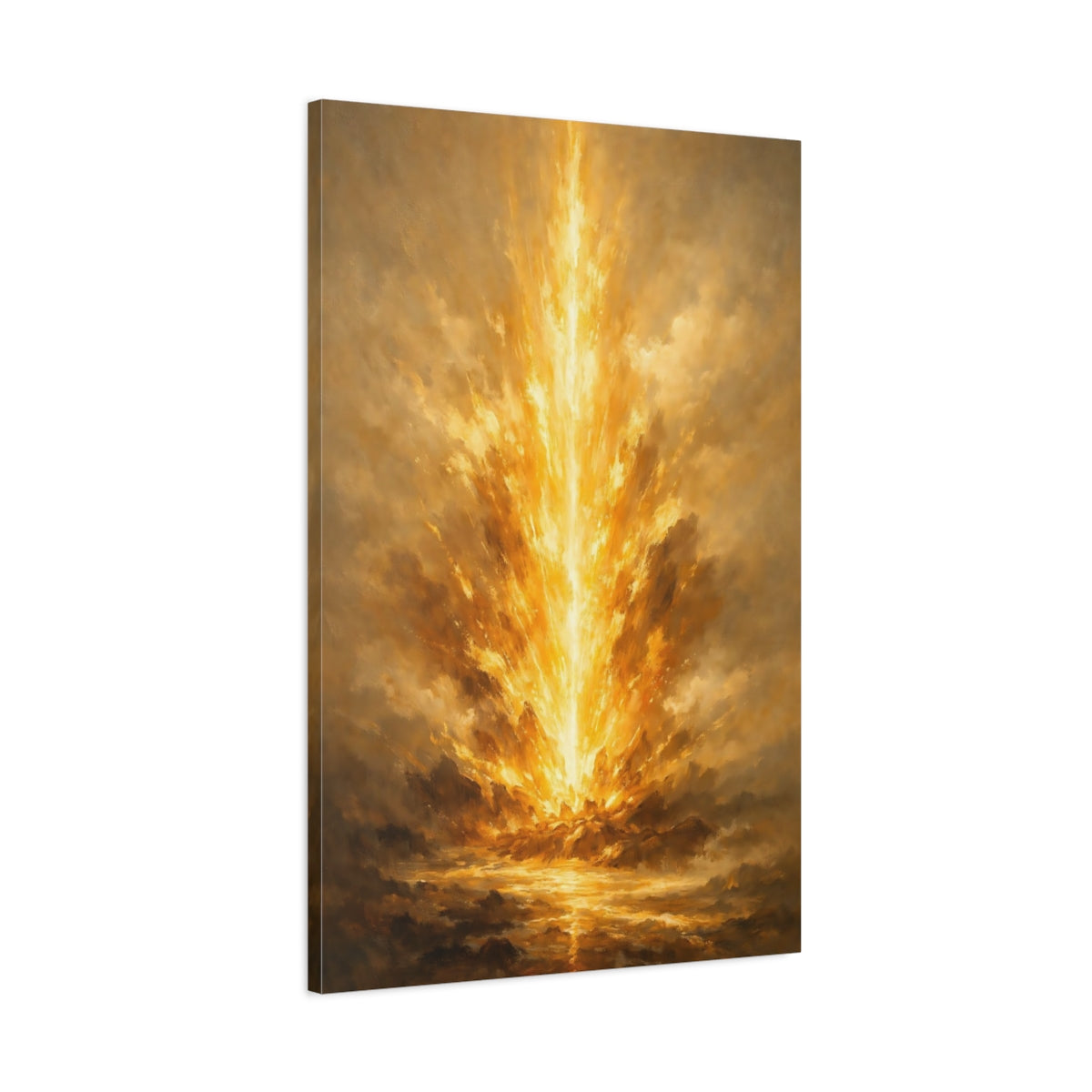 Side Mockup 1. Abstract Golden Burst Golden Burst shown as stretched canvas wall art