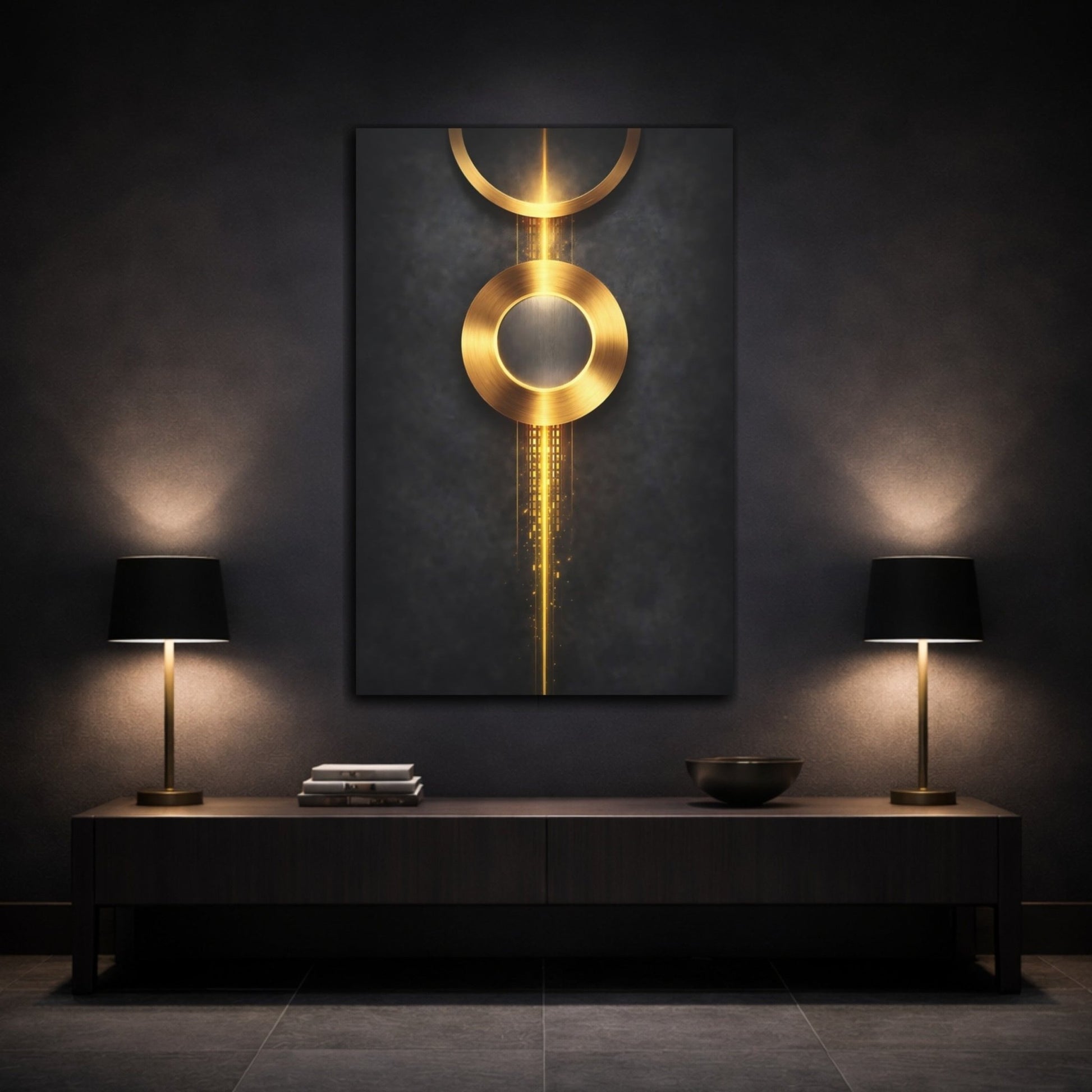 Abstract Golden Circles - Canvas Wall Art Print - YesArtYes