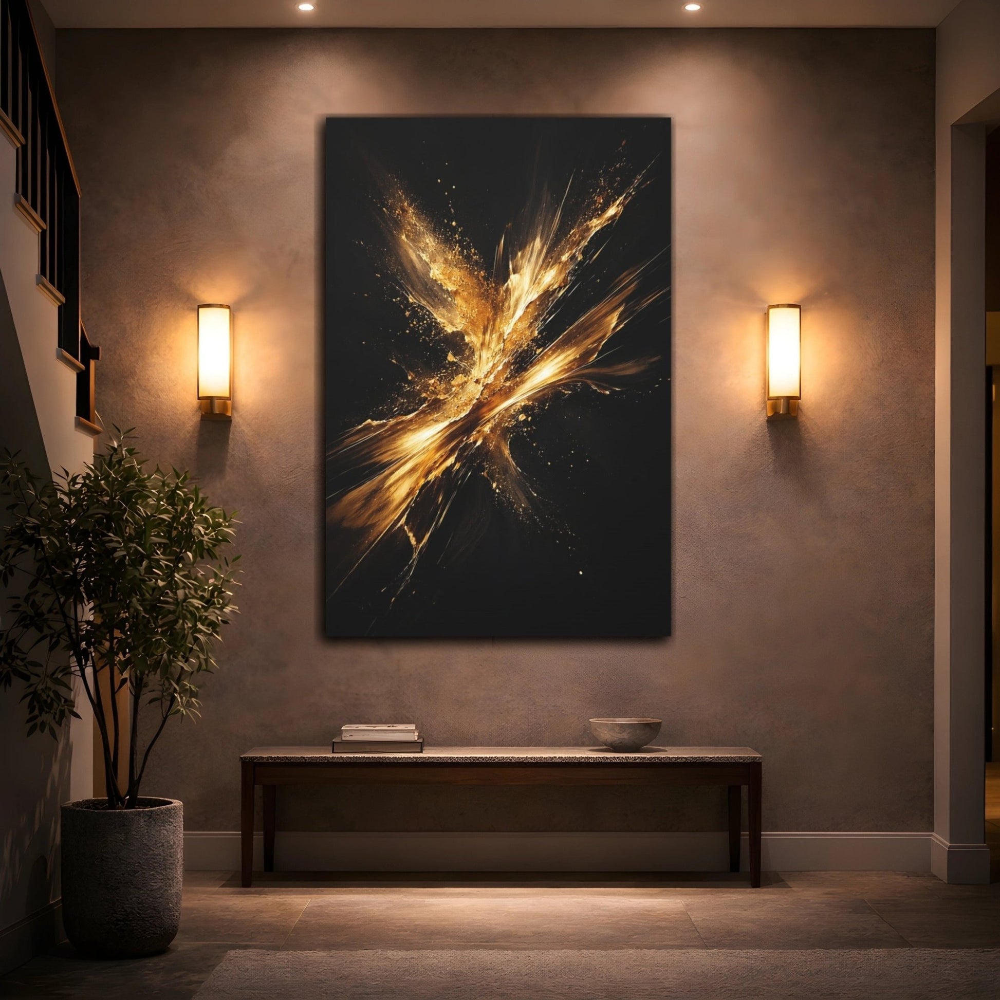 Abstract Golden Explosion Gold - Canvas Wall Art Print - YesArtYes