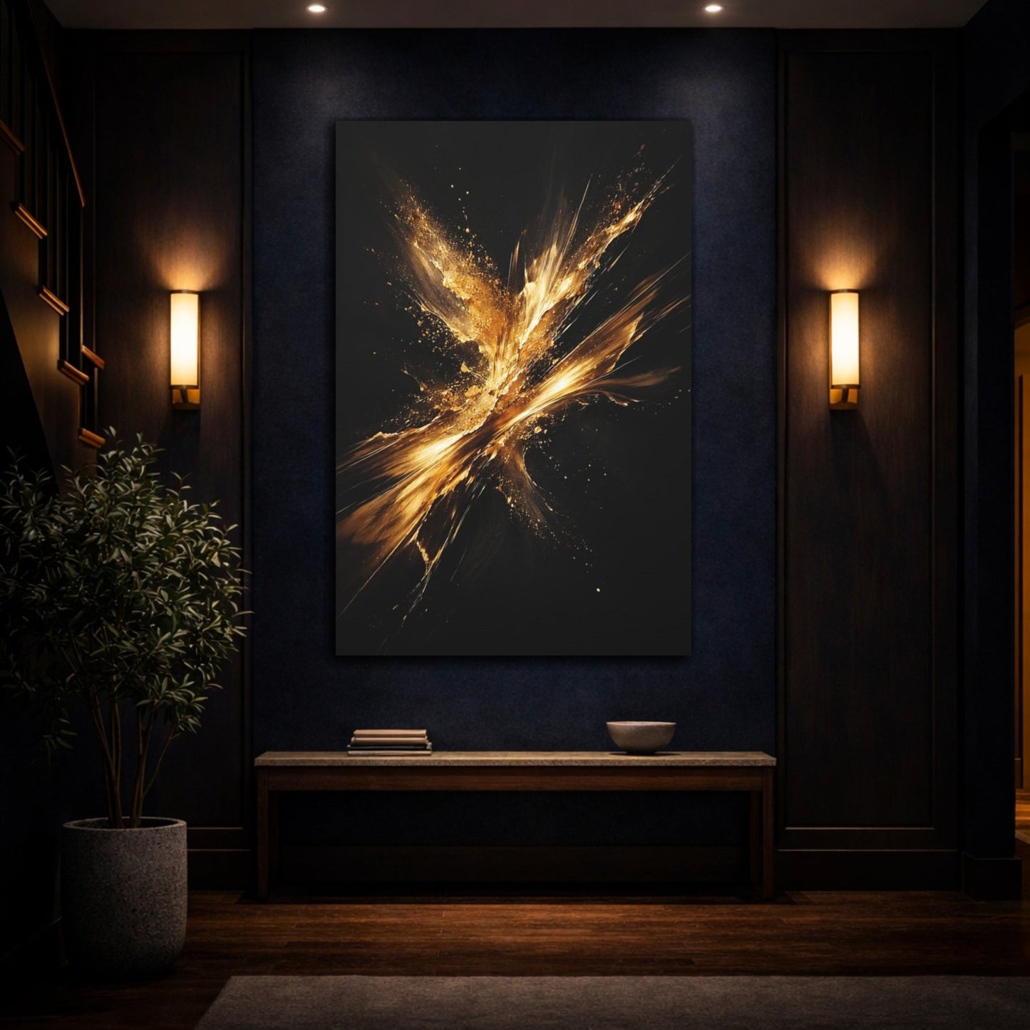 Abstract Golden Explosion Gold - Canvas Wall Art Print - YesArtYes