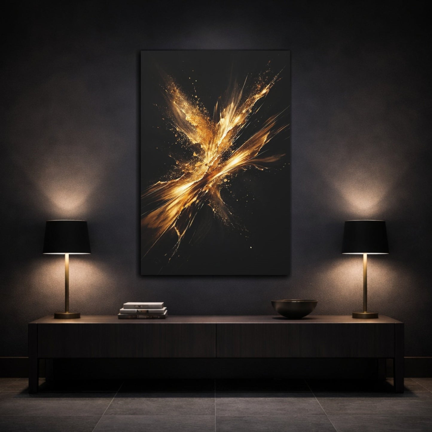 Abstract Golden Explosion Gold - Canvas Wall Art Print - YesArtYes