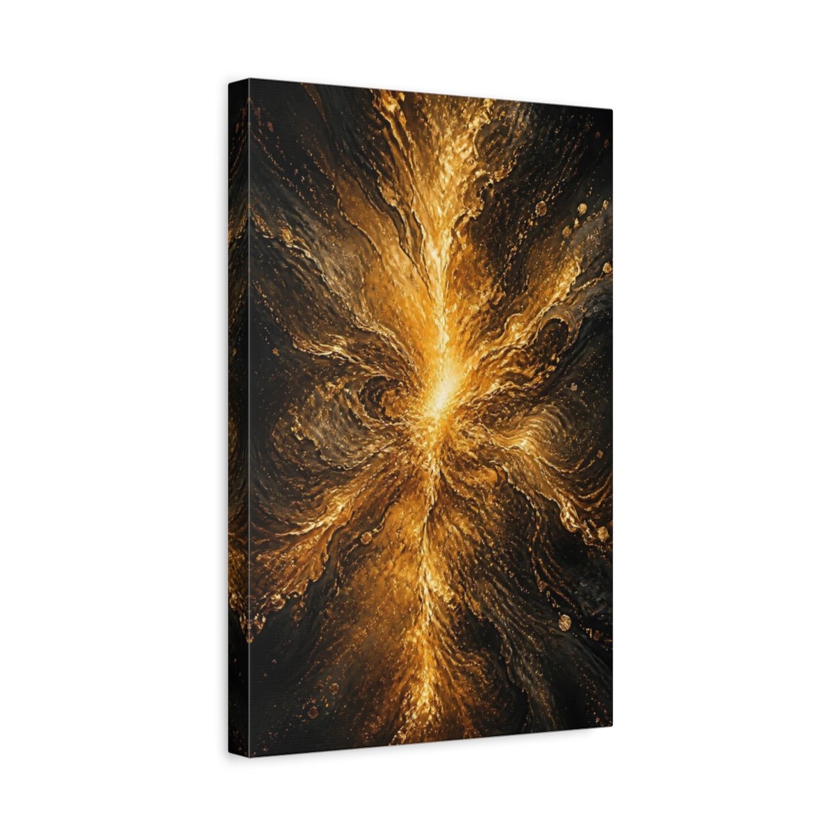 Abstract Golden Flow Gold And Black Canvas Wall Art Print – Living Room, Above Fireplace - YesArtYes