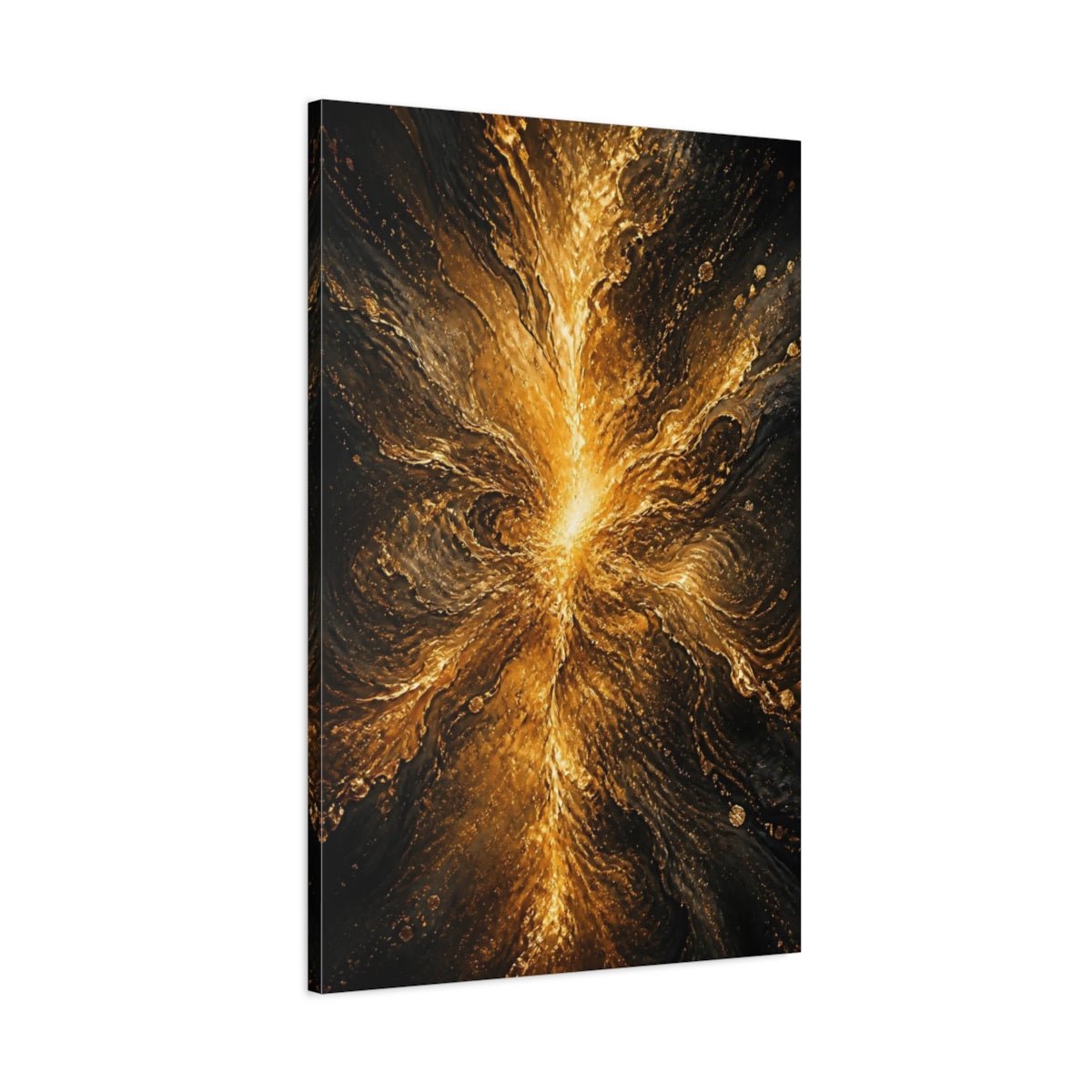 Abstract Golden Flow Gold And Black Canvas Wall Art Print – Living Room, Above Fireplace - YesArtYes