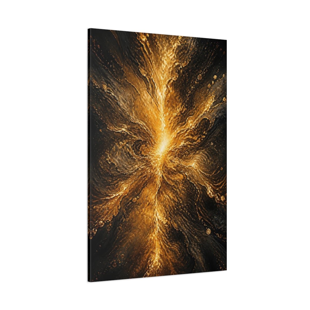 Abstract Golden Flow Gold And Black Canvas Wall Art Print – Living Room, Above Fireplace - YesArtYes