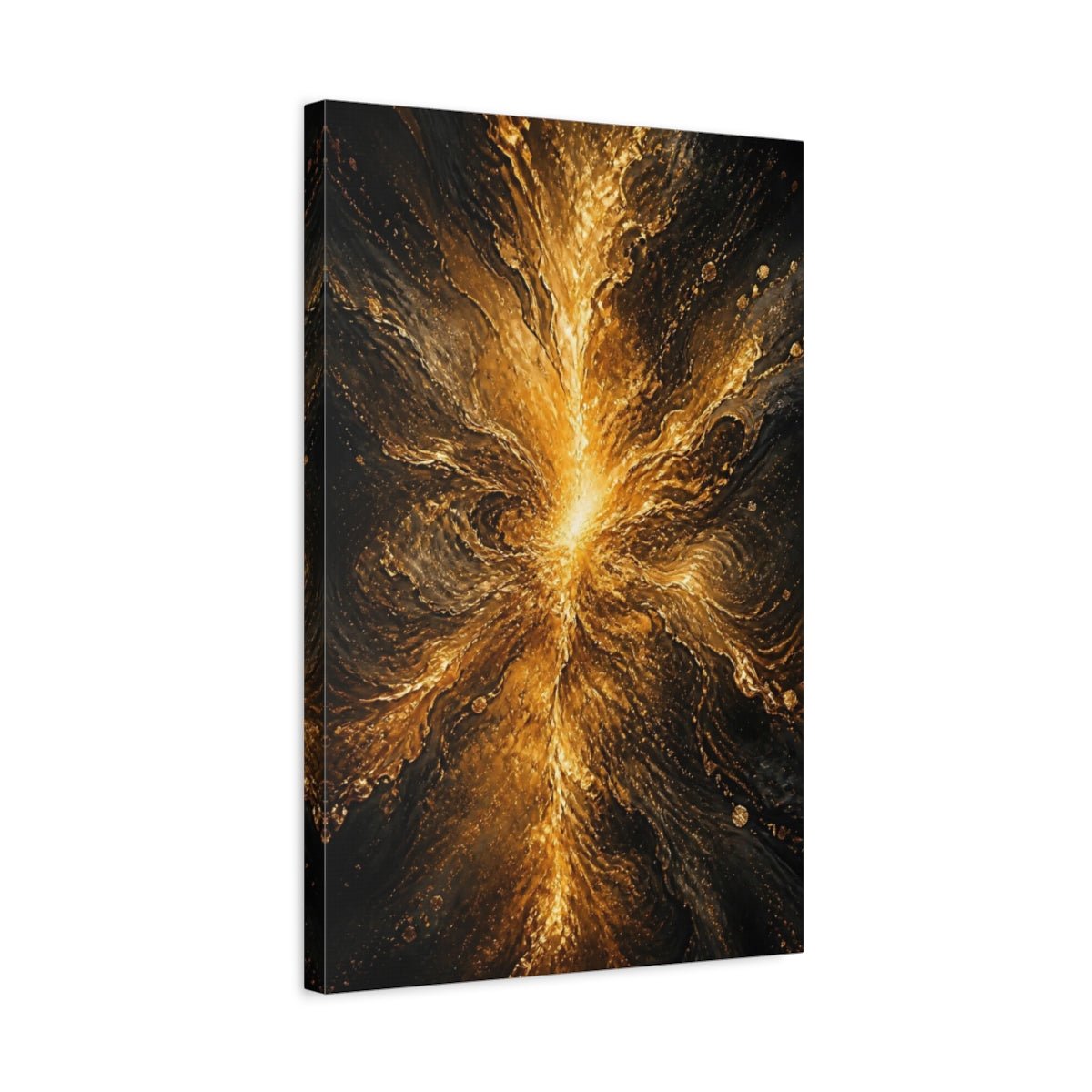Abstract Golden Flow Gold And Black Canvas Wall Art Print – Living Room, Above Fireplace - YesArtYes