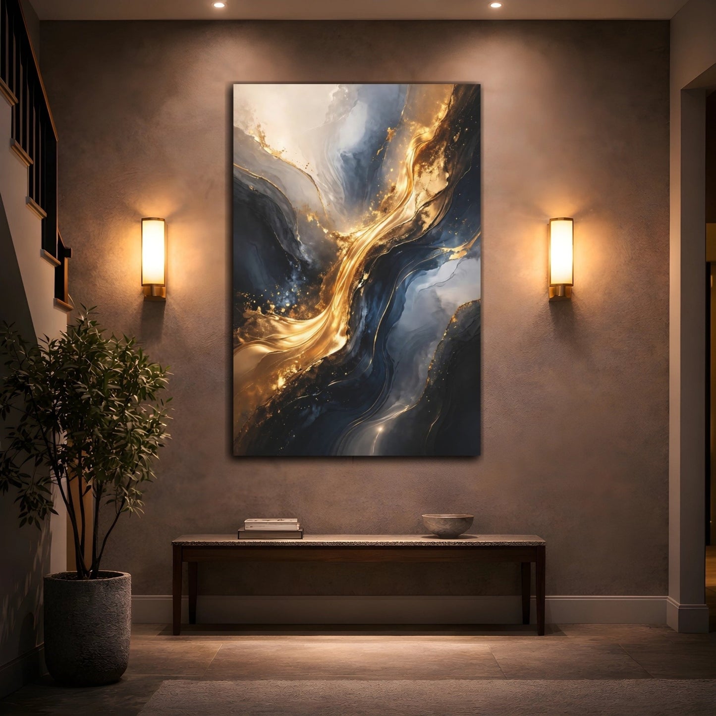 Abstract Golden Fluid Gold - Canvas Wall Art Print - YesArtYes
