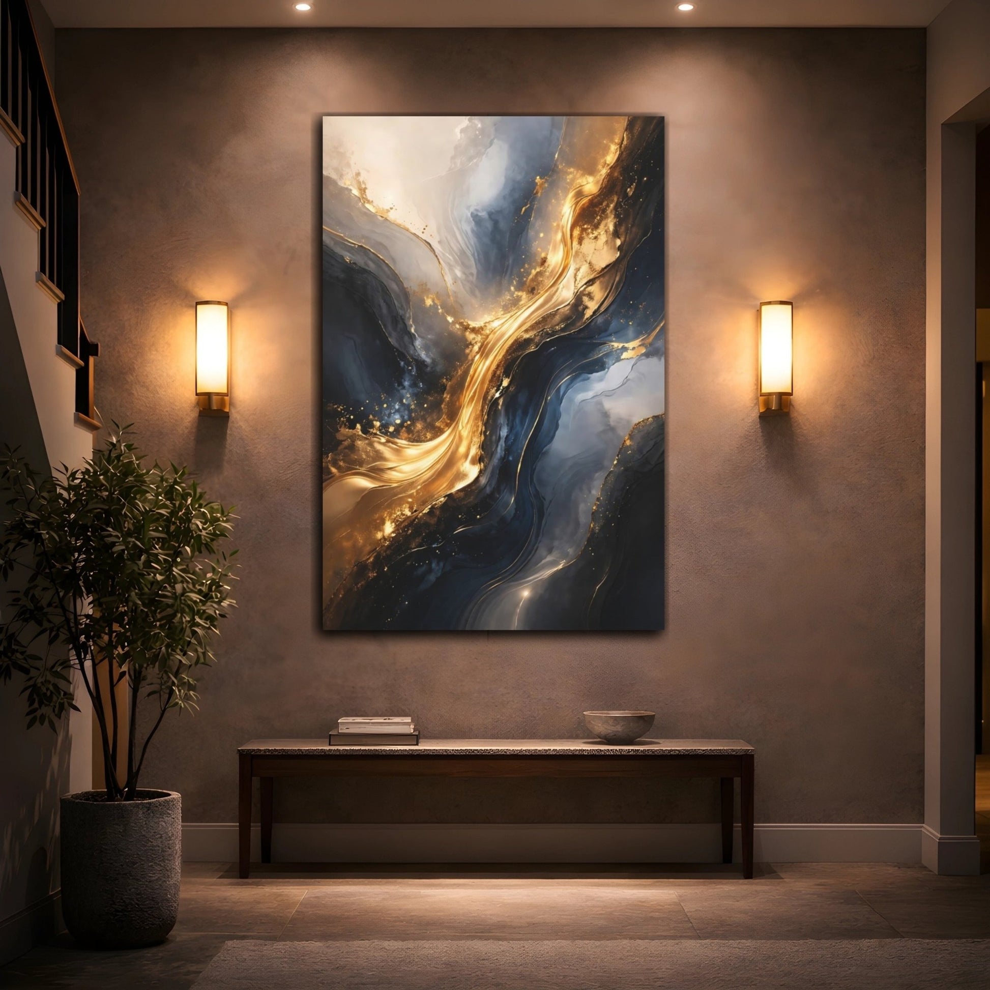Abstract Golden Fluid Gold - Canvas Wall Art Print - YesArtYes