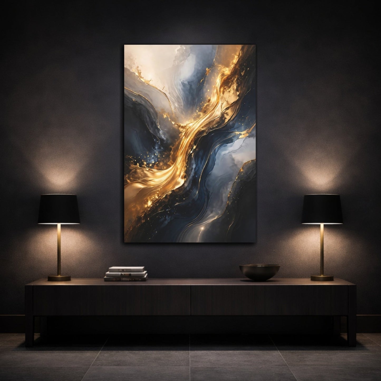 Abstract Golden Fluid Gold - Canvas Wall Art Print - YesArtYes