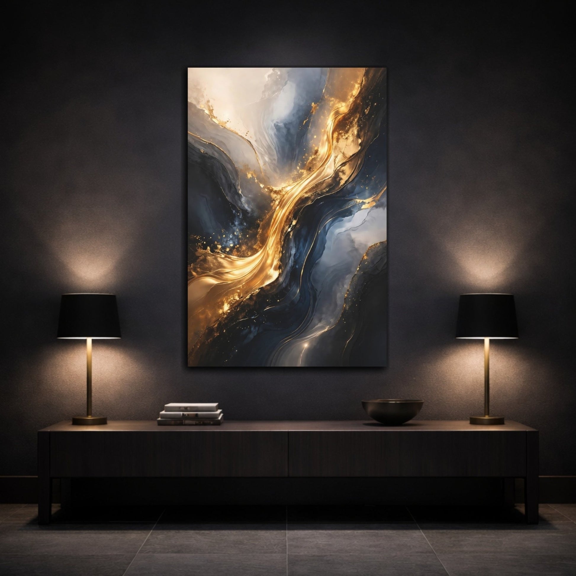 Abstract Golden Fluid Gold - Canvas Wall Art Print - YesArtYes