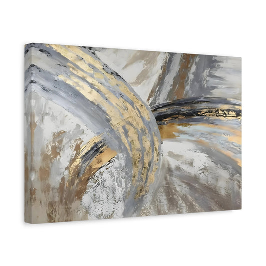 Abstract Gold Silver Grey Canvas Wall Art Print - Modern Painting Decor