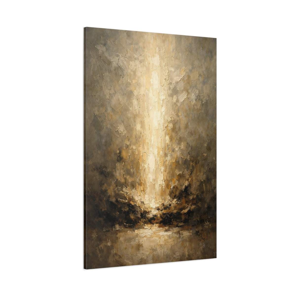Main Mockup. Abstract Golden Light Brown And Gold shown as stretched canvas wall art