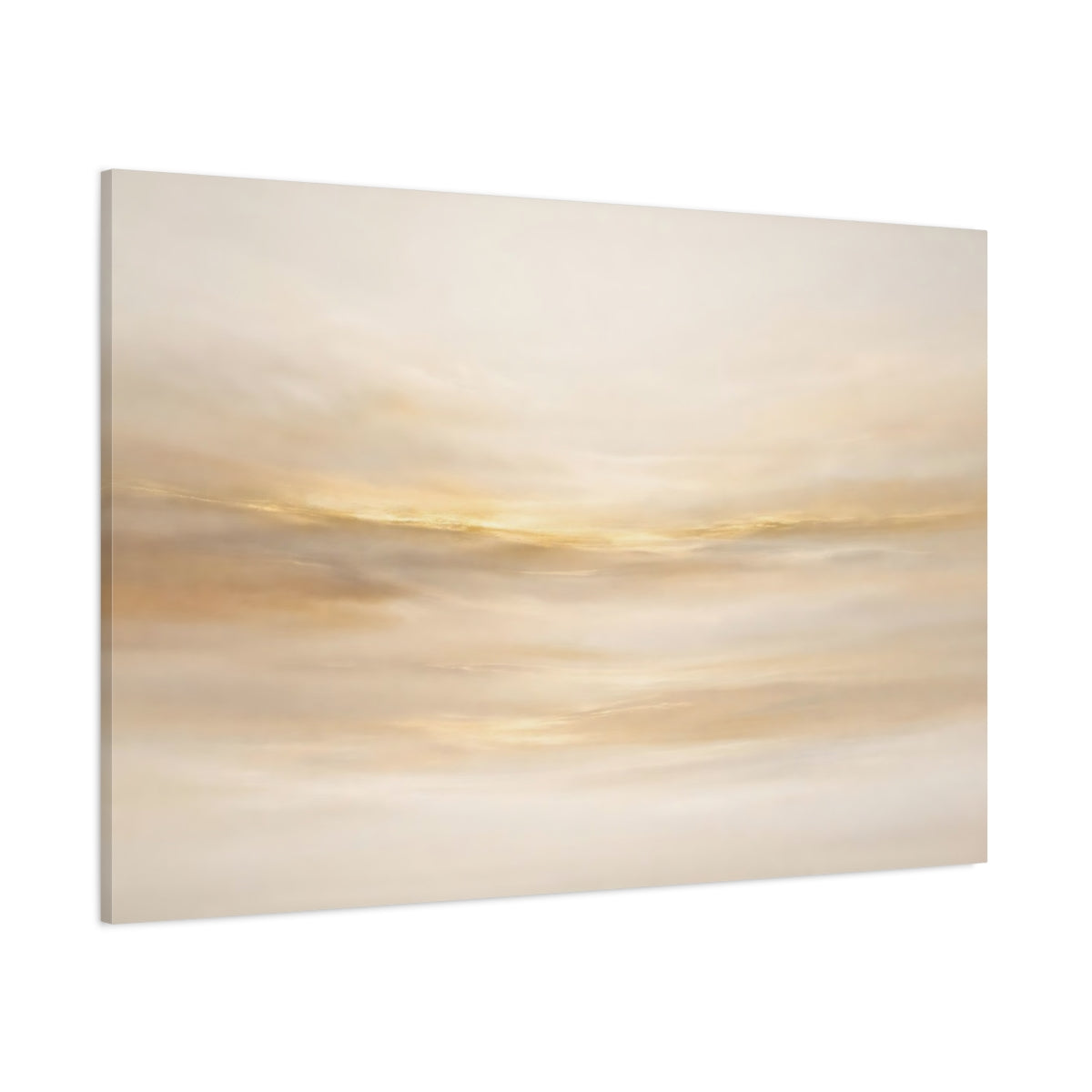 Main Mockup. Abstract Golden Light Gold And Cream shown as stretched canvas wall art