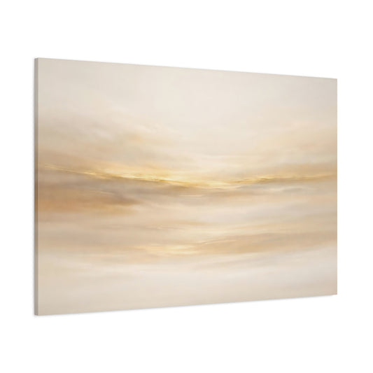 Main Mockup. Abstract Golden Light Gold And Cream shown as stretched canvas wall art