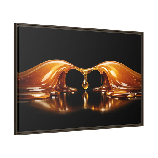 Main Mockup. Abstract Golden Liquid Golden Black shown as stretched canvas wall art
