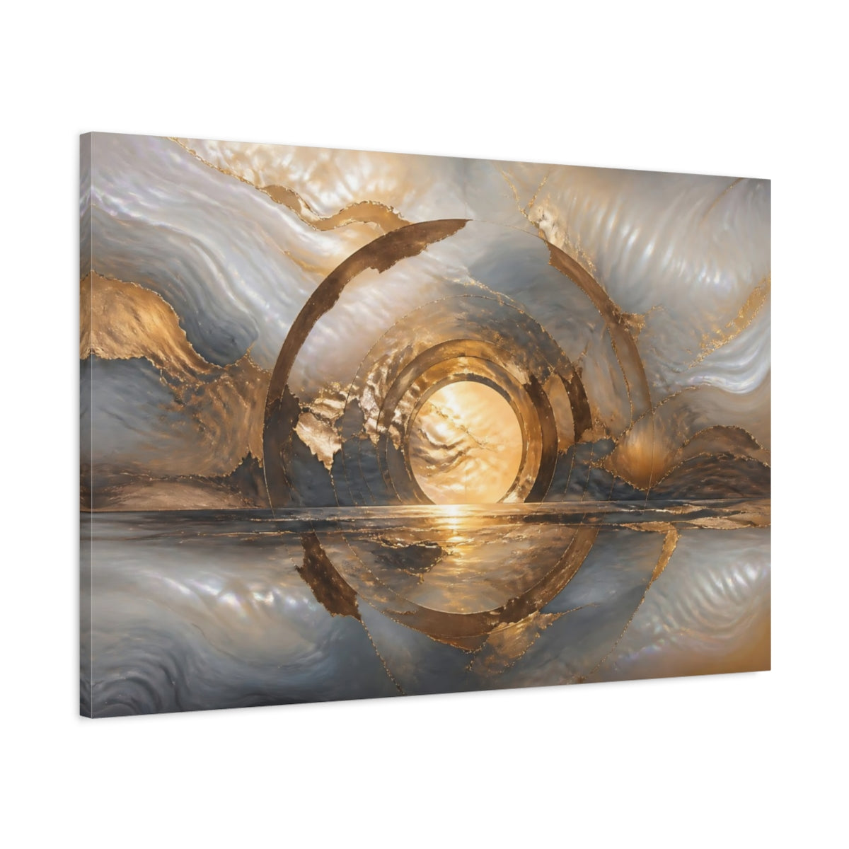 Main Mockup. Abstract Golden Portal shown as canvas print