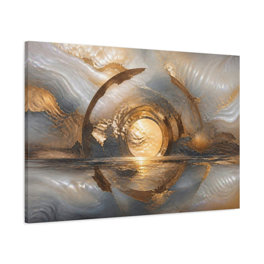Main Mockup. Abstract Golden Portal shown as canvas print