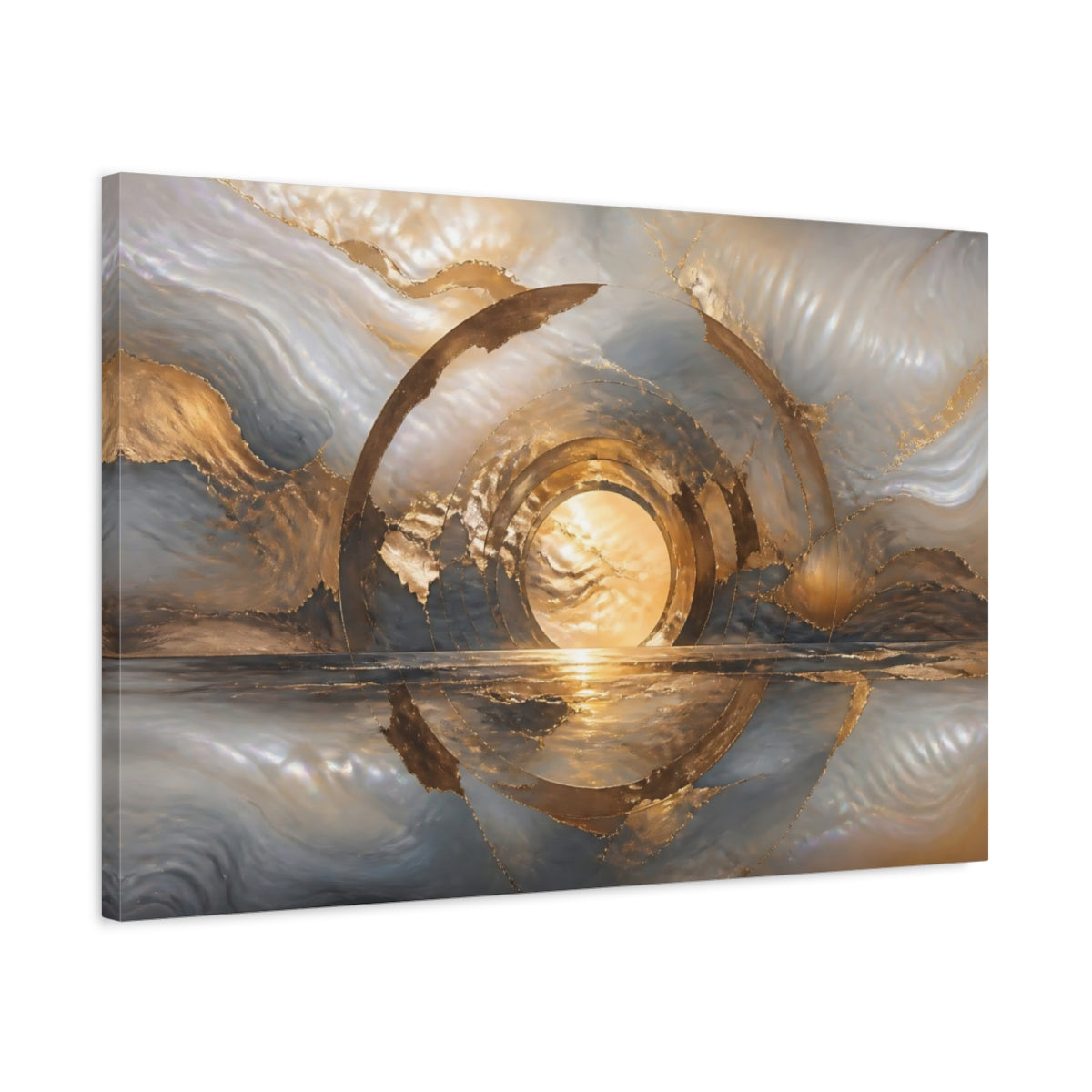 Side Mockup 2. Abstract Golden Portal shown as canvas print