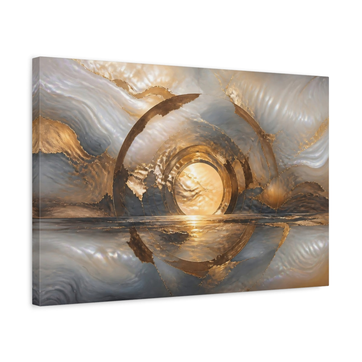 Side Mockup 3. Abstract Golden Portal shown as canvas print