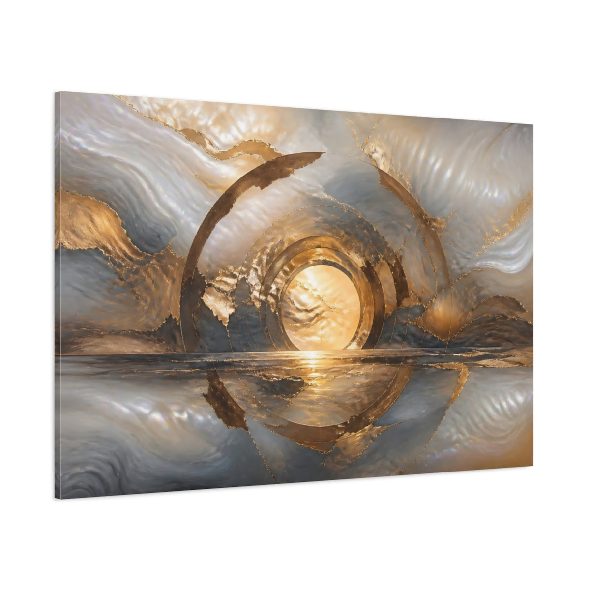Side Mockup 1. Abstract Golden Portal shown as canvas print