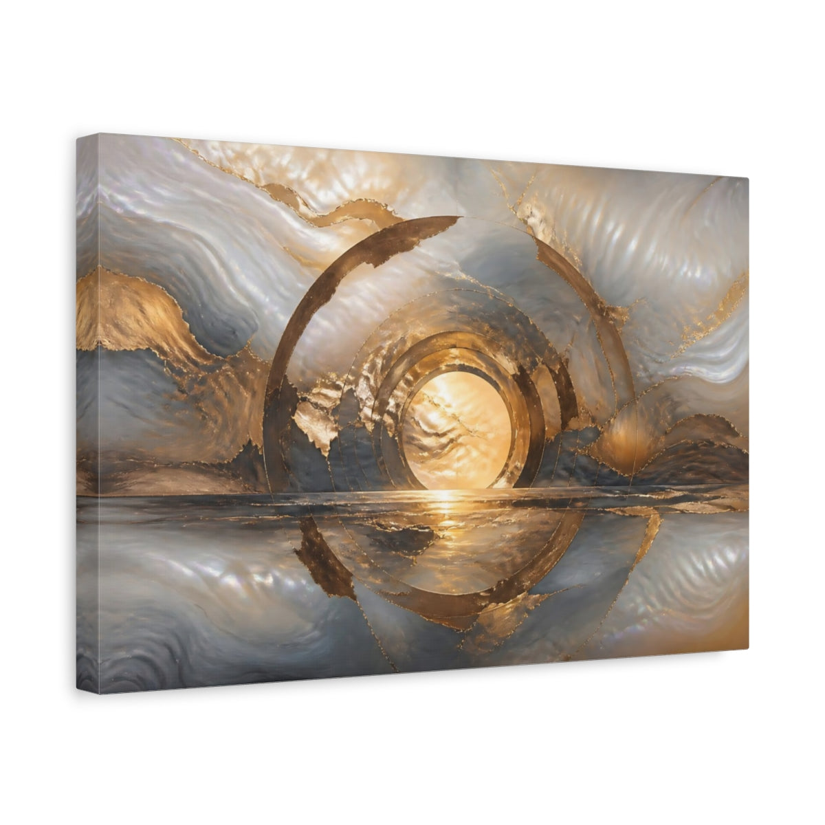 Side Mockup 4. Abstract Golden Portal shown as canvas print
