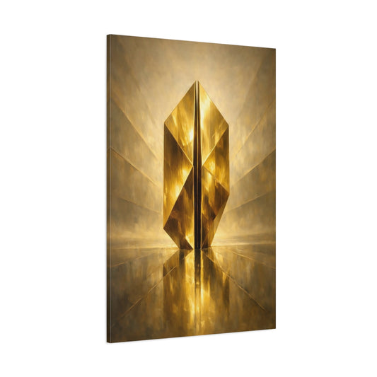 Main Mockup. Abstract Golden Prism Gold Abstract shown as stretched canvas wall art