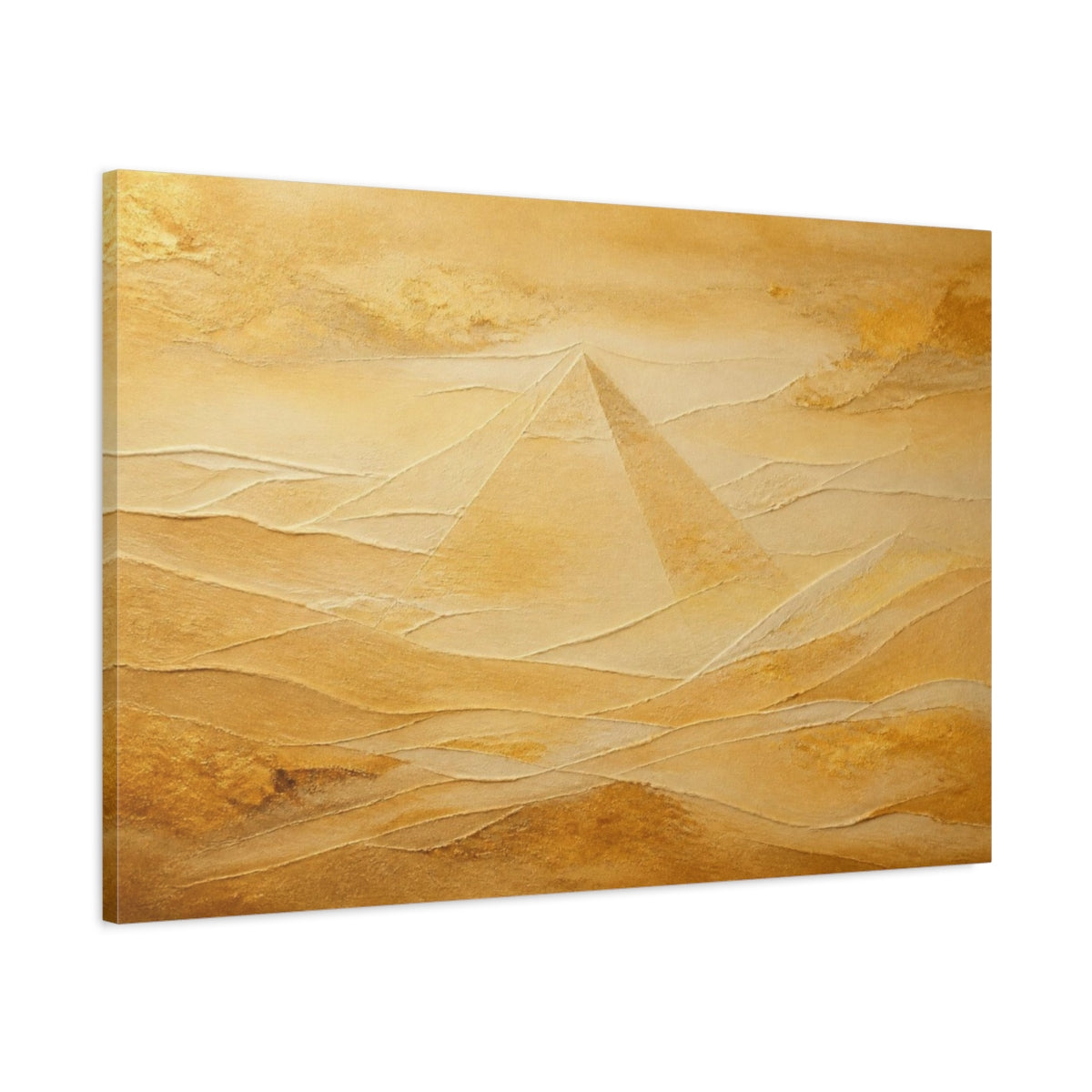 Main Mockup. Abstract Golden Pyramid shown as canvas print